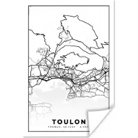 PosterMonkey Poster Stadskaart - Frankrijk - Toulon - Kaart - Plattegrond - Zwart wit - 40x60 cm