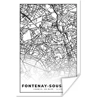 PosterMonkey Poster Frankrijk - Plattegrond - Fontenay-sous-Bois - Stadskaart - Kaart - Zwart wit - 60x90 cm