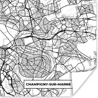 PosterMonkey Poster Stadskaart - Champigny-sur-Marne - Plattegrond - Kaart - Frankrijk - Zwart wit - 100x100 cm XXL