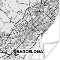 PosterMonkey Poster Barcelona - Stadskaart - Plattegrond - Zwart Wit - Kaart - 30x30 cm