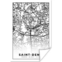 PosterMonkey Poster Plattegrond - Kaart - Frankrijk - Saint-Denis - Stadskaart - Zwart wit - 20x30 cm