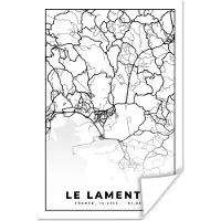 PosterMonkey Poster Stadskaart – Frankrijk – Kaart – Le Lamentin - Plattegrond - Zwart wit - 20x30 cm