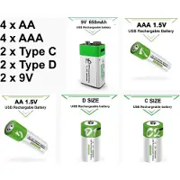 Smartoools - Oplaadbare / Herlaadbare Lithium batterijen met USB Type-C Kabel - 4xAA, 4xAAA, 2xC, 2XD, 2x9V - Duurzame Keuze