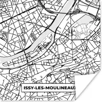 PosterMonkey Poster Stadskaart - Frankrijk - Issy-les-Moulineaux - Kaart - Plattegrond - Zwart wit - 30x30 cm