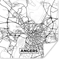 PosterMonkey Poster Stadskaart - Plattegrond - Angers - Kaart - Frankrijk - Zwart wit - 30x30 cm