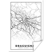 PosterMonkey Poster Plattegrond - Draguignan - Kaart - Frankrijk - Stadskaart - Zwart wit - 20x30 cm