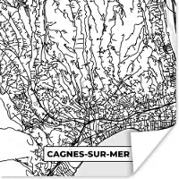 PosterMonkey Poster Stadskaart - Frankrijk - Kaart - Cagnes-sur-Mer - Plattegrond - Zwart wit - 30x30 cm