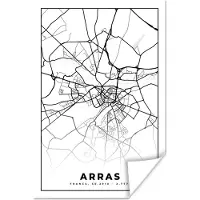 PosterMonkey Poster Arras - Stadskaart – Frankrijk – Kaart – Plattegrond - Zwart wit - 20x30 cm