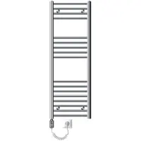 ECD-Germany Badkamerradiator Sahara 400 X 1200 Mm Chroom Gebogen Met Zijaansluiting + Verwarmingselement 1200w