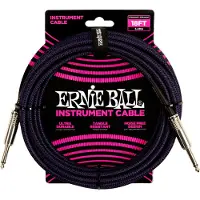 Ernie Ball Braided Straight Straight Inst Cable Purple Black 5,5 m Recht - Recht Instrumentkabel