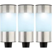 Lumineo Set van 6x stuks solar tuinlamp/prikspot cilinder op zonne-energie 14 cm - koel wit - prikspots tuinverlichting