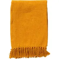 Dutch decor - JUNE - Plaid 140x180 cm - deken van geweven katoen met franjes - Golden Glow - geel