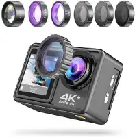 Lipa AT-S81ER 4K Ultra HD action camera IPS Wifi en remote+ Sony lens + 5 lensfilters en opbergkoffer