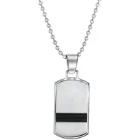 Lucardi Heren Ketting met hanger plaat - Staal - Ketting - Vaderdag Cadeautje - 50 cm - Zilverkleurig