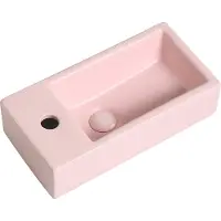 Guido Gusto Fontein Mia 40.5x20x10.5cm mat roze inclusief afvoerplug links