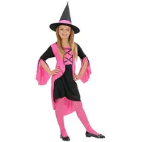 Widmann Heksenjurk kinderen roze - jurk en hoed - Halloween - Carnaval 158