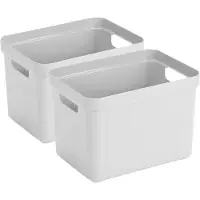 Sunware Opbergbox Sigma - 8x - kunststof - wit - 18 liter - Opbergbakken/opbergers - 35 x 25 x 25 cm