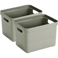 Sunware Opbergbox Sigma - 4x - kunststof - lichtgroen - 18 liter - Opbergbakken/opbergers - 35 x 25 x 25 cm