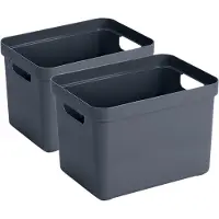 Sunware Opbergbox Sigma - 8x - kunststof - donkerblauw - 18 liter - Opbergbakken/opbergers - 35 x 25 x 25 cm