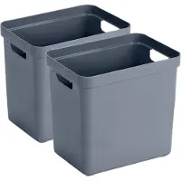 Sunware Opbergbox Sigma - 4x - kunststof - donkerblauw - 25 liter - Opbergbakken/opbergers - 35 x 25 x 36 cm