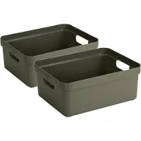 Sunware Opbergbox Sigma - 4x - kunststof - donkergroen - 24 liter - Opbergbakken/opbergers - 45 x 35 x 18 cm