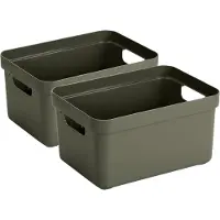 Sunware Opbergbox Sigma - 4x stuks - kunststof - donkergroen - 13 liter - Opbergbakken/opbergers - 35 x 25 x 18 cm