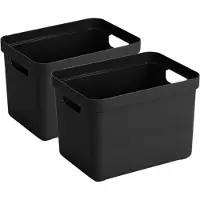 Sunware Opbergbox Sigma - 8x - kunststof - zwart - 18 liter - Opbergbakken/opbergers - 35 x 25 x 25 cm
