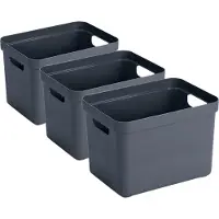 Sunware Opbergbox Sigma - 6x - kunststof - donkerblauw - 18 liter - Opbergbakken/opbergers - 35 x 25 x 25 cm