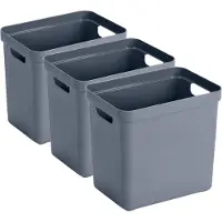 Sunware Opbergbox Sigma - 3x - kunststof - donkerblauw - 25 liter - Opbergbakken/opbergers - 35 x 25 x 36 cm