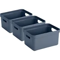 Sunware Opbergbox Sigma - 3x stuks - kunststof - donkerblauw - 5 liter - Opbergbakken/opbergers - 25,2 x 18 x 12,2 cm