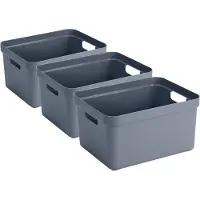 Sunware opbergbox Sigma - 5x stuks - kunststof - 32 liter - donkerblauw - opberg dozen/bakken - opbergers - 45 x 35 x 24 cm