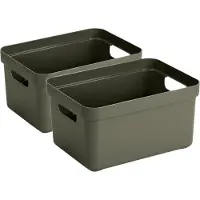 Sunware Opbergbox Sigma - 4x stuks - kunststof - donkergroen - 5 liter - Opbergbakken/opbergers - 25,2 x 18 x 12,2 cm