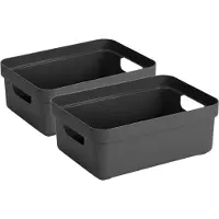Sunware Opbergbox - 4x - kunststof - antraciet - 9 liter - Opbergbakken - Opbergmanden