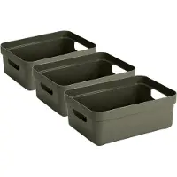 Sunware Opbergbox - 3x - kunststof - donkergroen - 9 liter - Opbergbakken - Opbergmanden