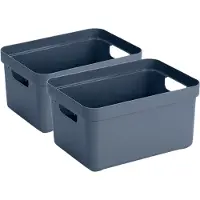 Sunware Opbergbox Sigma - 4x stuks - kunststof - donkerblauw - 5 liter - Opbergbakken/opbergers - 25,2 x 18 x 12,2 cm