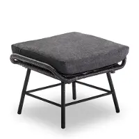 BUITEN living Dex voetenbank | wicker + aluminium | charcoal (donkergrijs/antractiet) 1 persoon