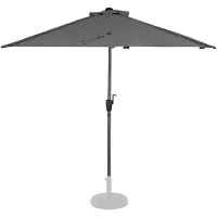 Vonroc Premium Parasol Magione – Duurzaam - Halfrond 270x135cm – UV werend - Grijs – Incl. beschermhoes
