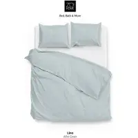 Zohome Dekbedovertrek Lino Mint Green Katoen-240 x 200 / 220 cm | Lits-Jumeaux