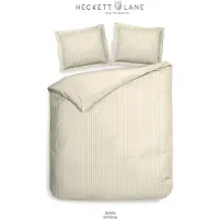 Heckett & Lane Heckettlane Dekbedovertrek Banda - Bedlinnen met Strepen - 260x200-220 cm - Off-White - Dekbedovertrek van 100% Katoen-Satijn