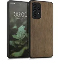 Kwmobile telefoonhoesje geschikt voor Samsung Galaxy A53 5G - Hoesje met bumper in donkerbruin - Backcover - hout
