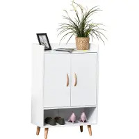 HOMCOM - Schoenenkast - Grenenhout - 60L x 30B x 92H cm - Wit