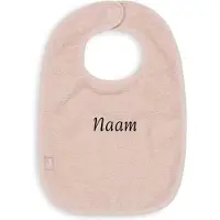 Jollein Slabbetje Badstof met naam - Pale Pink - gepersonaliseerd kraam cadeau - cadeautje met naam - geborduurd