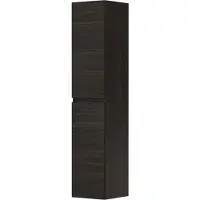 Ink Hoge Kast Universeel 2 Deuren Greeploos Houten Keerlijst En 4 Glazen Planchettes - Intens Eiken - 350x370x1690 Mm (bxdxh) - Badkamermeubels,
