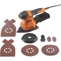Black & Decker BEW200 200W 4IN1 Multischuurmachine | Vlak-, detail-, en excentrische schuurzool | 1x Schuurvinger | 6x Schuurvellen - BEW200-QS