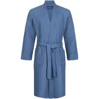 Morgenstern badjas Luca wafelstof Kimono 120cm Jeans blauw XXL