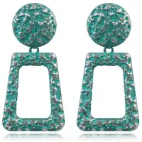 Deja Jewels Dames oorbellen of oorhangers groen rond en rechthoekig