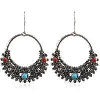 Deja Jewels Ronde zilverkleurige dames oorbellen met multicolor steentjes