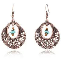 Deja Jewels Ronde Boho oorbellen hangers metaal met steentje en kralen