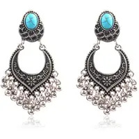 Deja Jewels Dames oorhangers Ibiza zilverkleurig turquoise met zilverkleurige kraaltjes