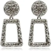 Deja Jewels Dames oorbellen of oorhangers zilver rond en rechthoekig